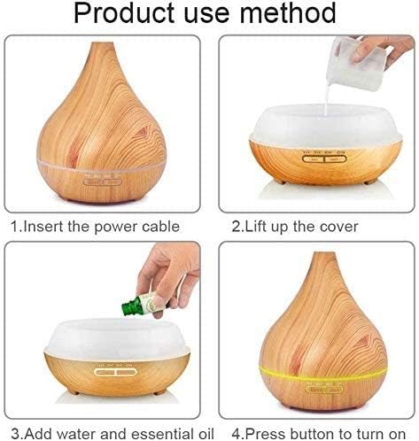 Wood Grain 400ml Essential Oil Diffuser, Ultrasonic Humidifier, Aromatherapy Diffusers with Waterless Auto-Off, for Bedroom/Office/Yoga Room