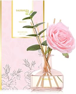 Reed Diffusers Set Rose Scent, Reed Diffuser for 120 Days, Diffusers for Home Pink Bottle,Bathroom Diffuser with 7 Sticks, Home Decor, Shelf Decor