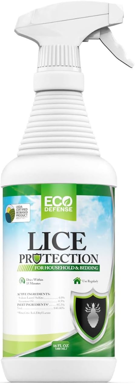 Eco Defense USDA Biobased Lice Spray for Furniture, Bedding, and Home - Natural Extra Strength Lice Treatment - Helps Keep Home Free of Lice