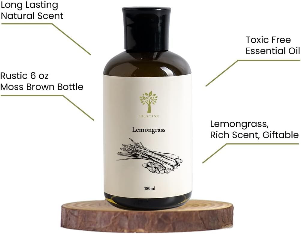 PRISTINE Lemongrass Diffuser Refill with Free Reed Stick | Fresh Lemongrass & Citronella Room Fragrance Reed Diffuser, Oil & Room Diffusers with Reeds Stick | Refreshing Home Fragrance Scent Diffuser