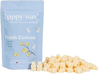Happy Wax Fresh Cotton Scented Bear Wax Melts - Natural Strong Scented Fresh Infused w/Essential Oils - Non Toxic & Pet Safe - (8 oz Pouch)