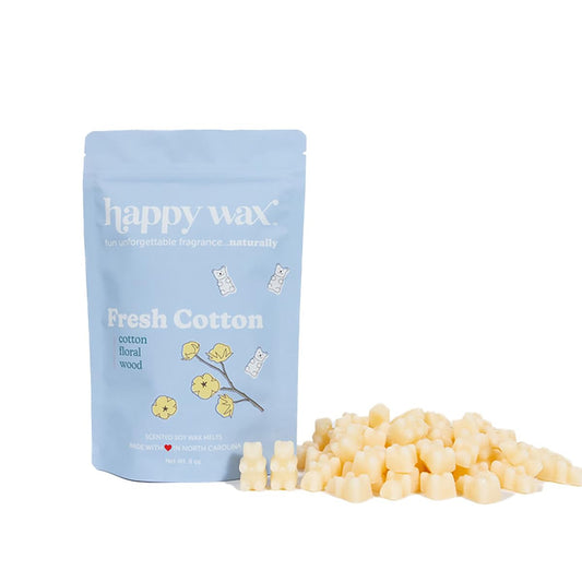 Happy Wax Fresh Cotton Scented Bear Wax Melts - Natural Strong Scented Fresh Infused w/Essential Oils - Non Toxic & Pet Safe