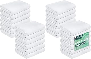 100% Cotton Bath Towel Set Pack of 24|500 GSM|Soft Large Bath Towel|Super Absorbent|Quick Dry|Ideal for Pool Home Gym Spa Hotel|Perfect for Daily Use|Bath Towel Set 24x48 Inche|White