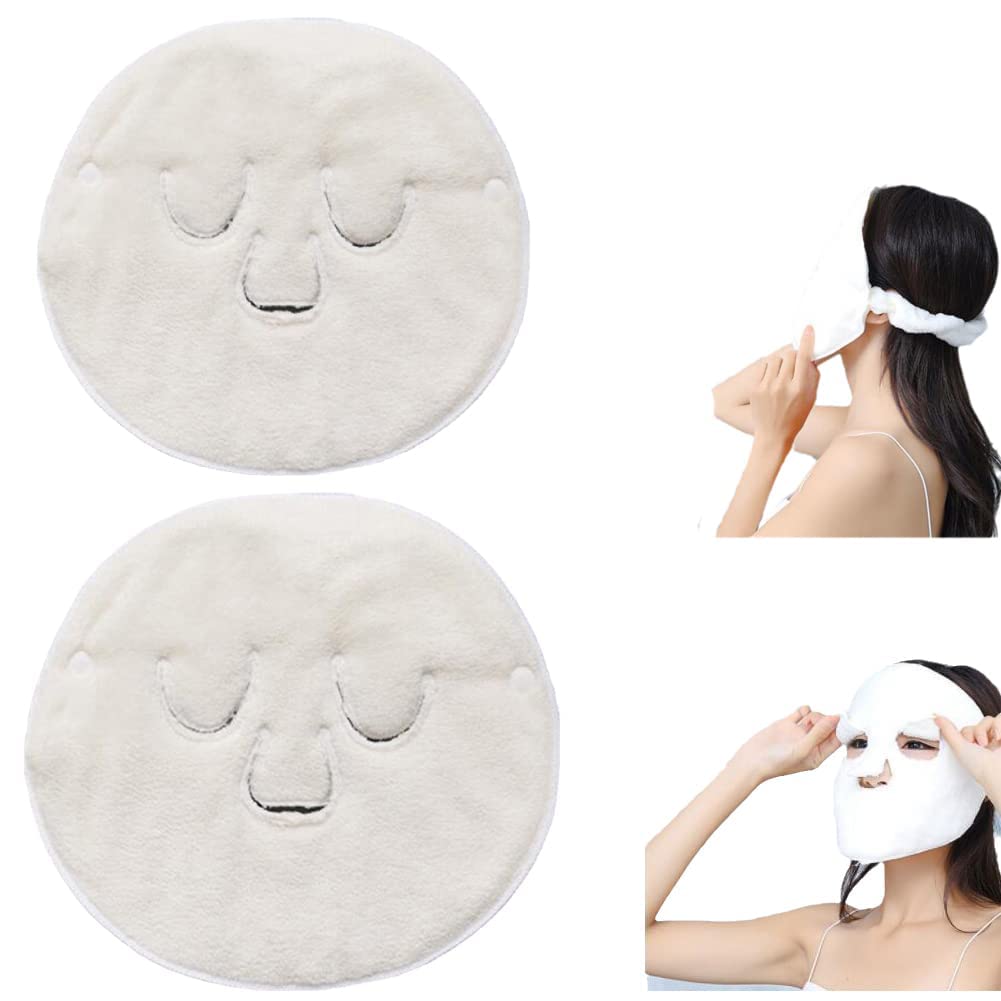 2 Pcs Hot Compress Face Towel Masks, Reusable Facial Steamer Towel for Hot Cold Skin care,Moisturizing Face Steamer, Beauty Facial Towel for Home and Beauty Salon