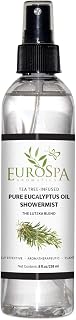 EuroSpa Aromatics Pure Eucalyptus Oil ShowerMist and Steam Room Spray, All-Natural Premium Aromatherapy Essential Oils - Tea Tree Infused, 8oz