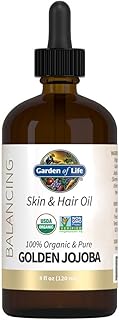 Garden of Life Jojoba Oil 100% Organic & Pure Golden Jojoba Oil for Hair, Skin and Face - Cold Pressed Body Oil, Massage, or Use as a Carrier Oil for Making Lip Balms & Body Butters, 4 fl