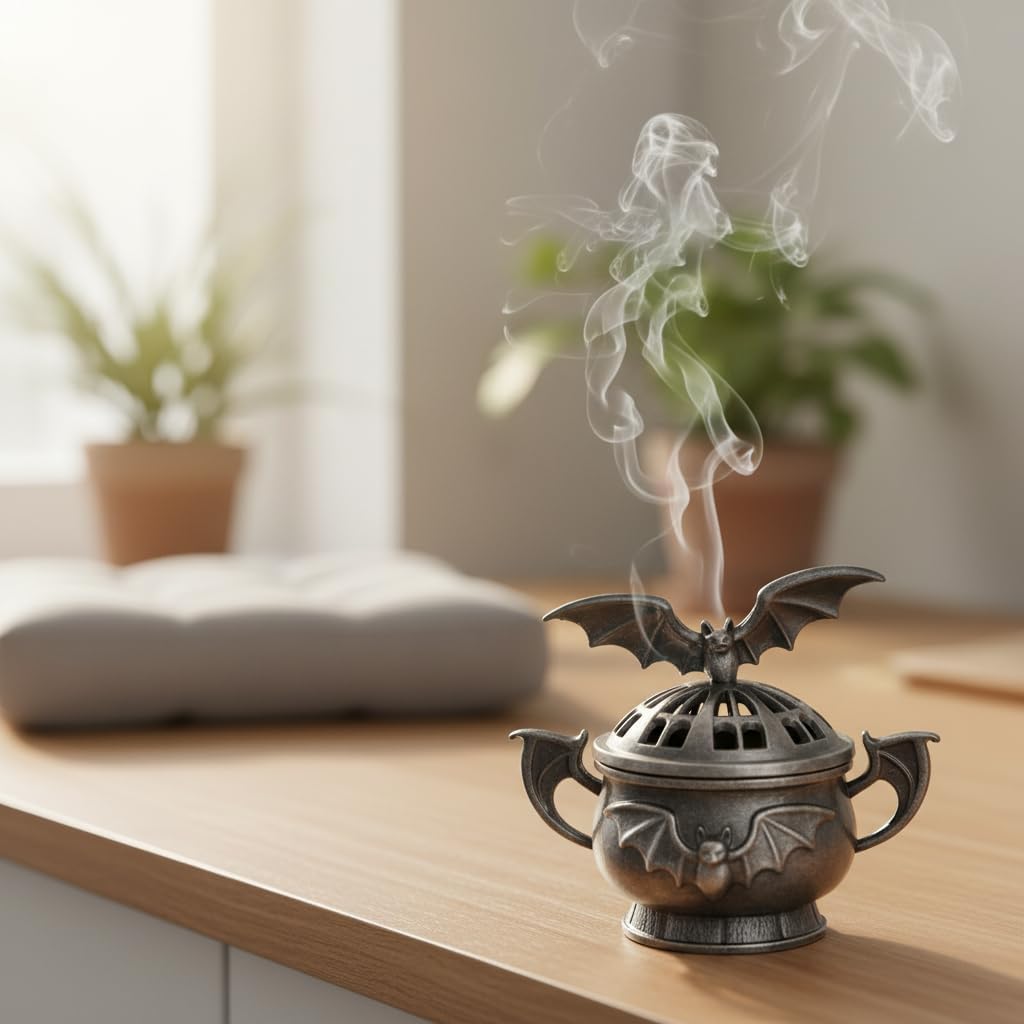 2 Pack Mini Cone Incense Holder MetalBat-Shaped Incense Burner for Room Home Decor Yoga Spa Meditation