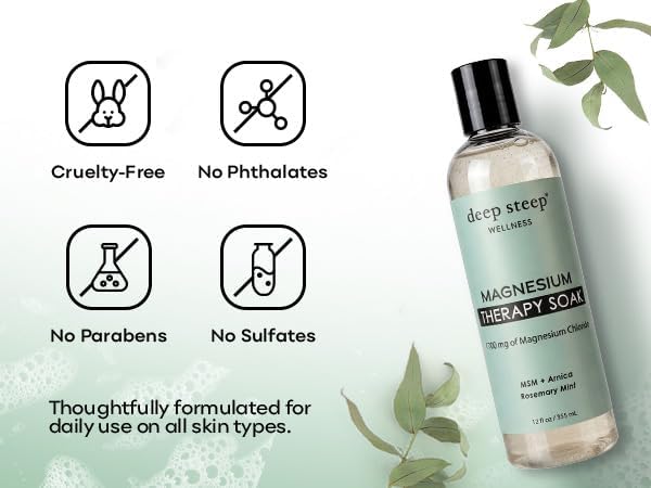 Deep Steep Magnesium Bubble Bath, Extra Strength, Foaming Soak with Magnesium, Arnica, Vitamin C & MSM, Extra Strength for Muscle Recovery, Soreness & Stiffness Relief – Soothing Relaxation