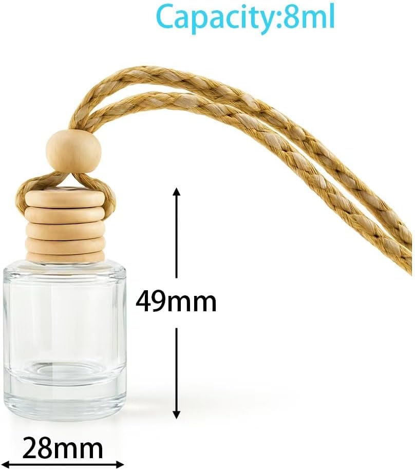 Car Oil Diffusers Hanging 8ml– 30pcs Refillable Cylinder Car Diffuser Bottle for Essential Oils, DIY Air Freshener Pendant for Vehicle, Gift, Closet Use