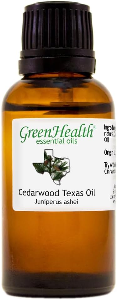 Cedarwood (Texas) Essential Oil - 1 fl oz - Amber Glass Bottle w/Euro Dropper - 100% Pure & Natural - GreenHealth