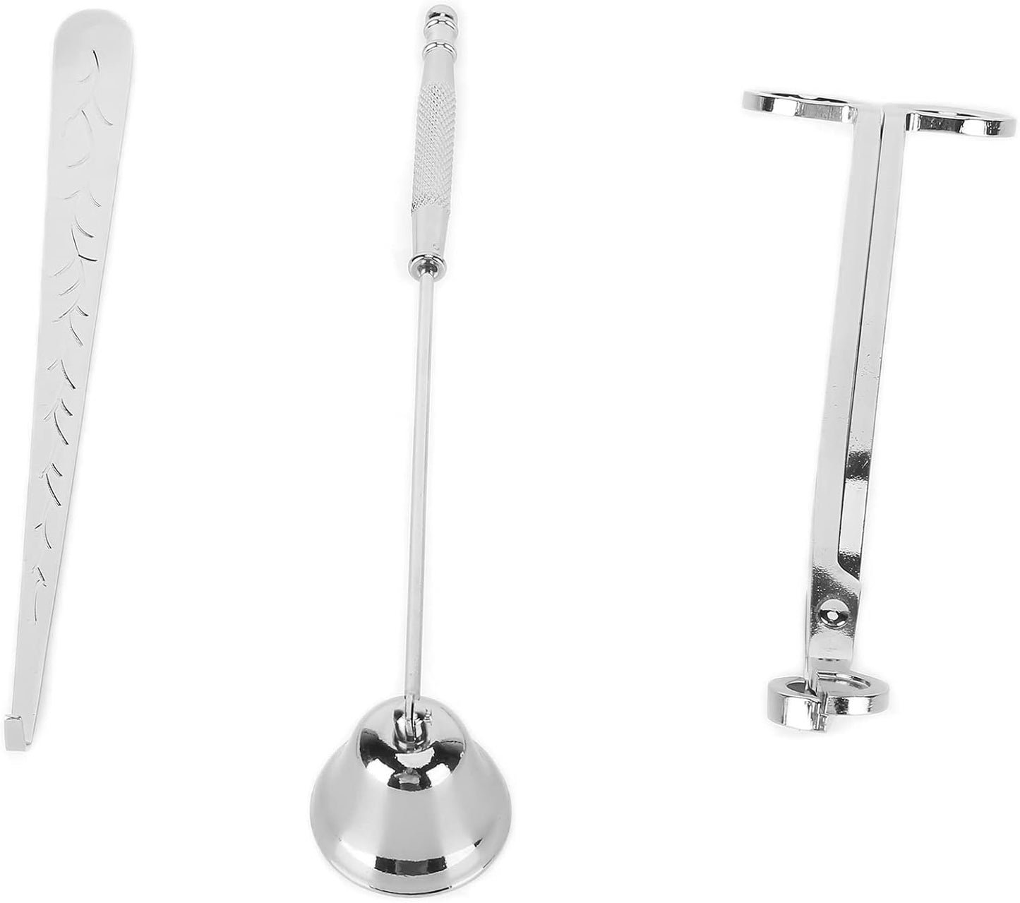 CHICIRIS 3PCS Candle Accessory Set Stainless Steel Wick Trimmer Snuffer Dipper for Candle Lovers (Silver)