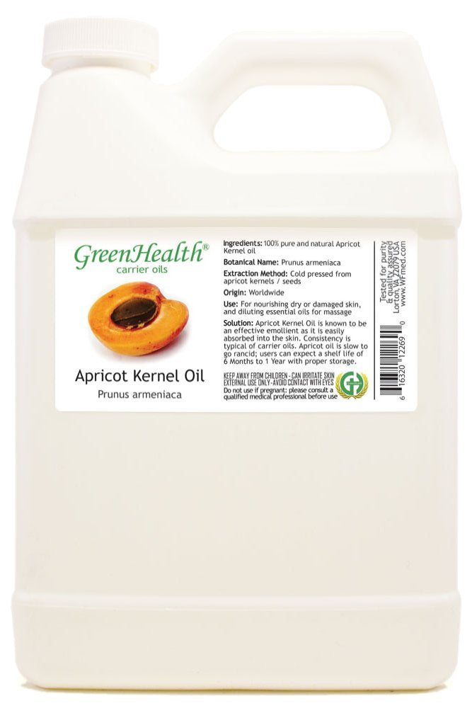 Apricot Kernel Oil - 32 fl oz (946 ml) - 100% Pure Cold Pressed - GreenHealth