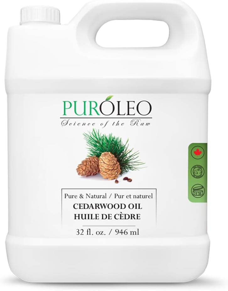 PUROLEO Cedarwood Essential Oil 32 Fl Oz/946 ML (Packed in Canada) 100% Pure & Natural Cedarwood Oil for Aromatherapy, Relaxation, and Skin Care - Cedarwood Oil for Diffuser