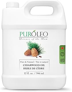 PUROLEO Cedarwood Essential Oil 32 Fl Oz/946 ML (Packed in Canada) 100% Pure & Natural Cedarwood Oil for Aromatherapy, Relaxation, and Skin Care - Cedarwood Oil for Diffuser