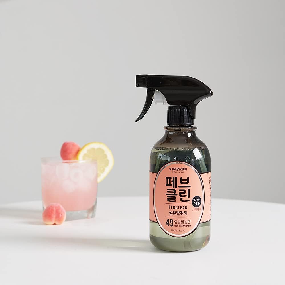 W.Dressroom No.49 Peach Blossom & Febclean (16.9 oz, 500 ml) | Fabric & Linen Spray with Long-Lasting Fresh Scent, Anti-Static, Room Mist