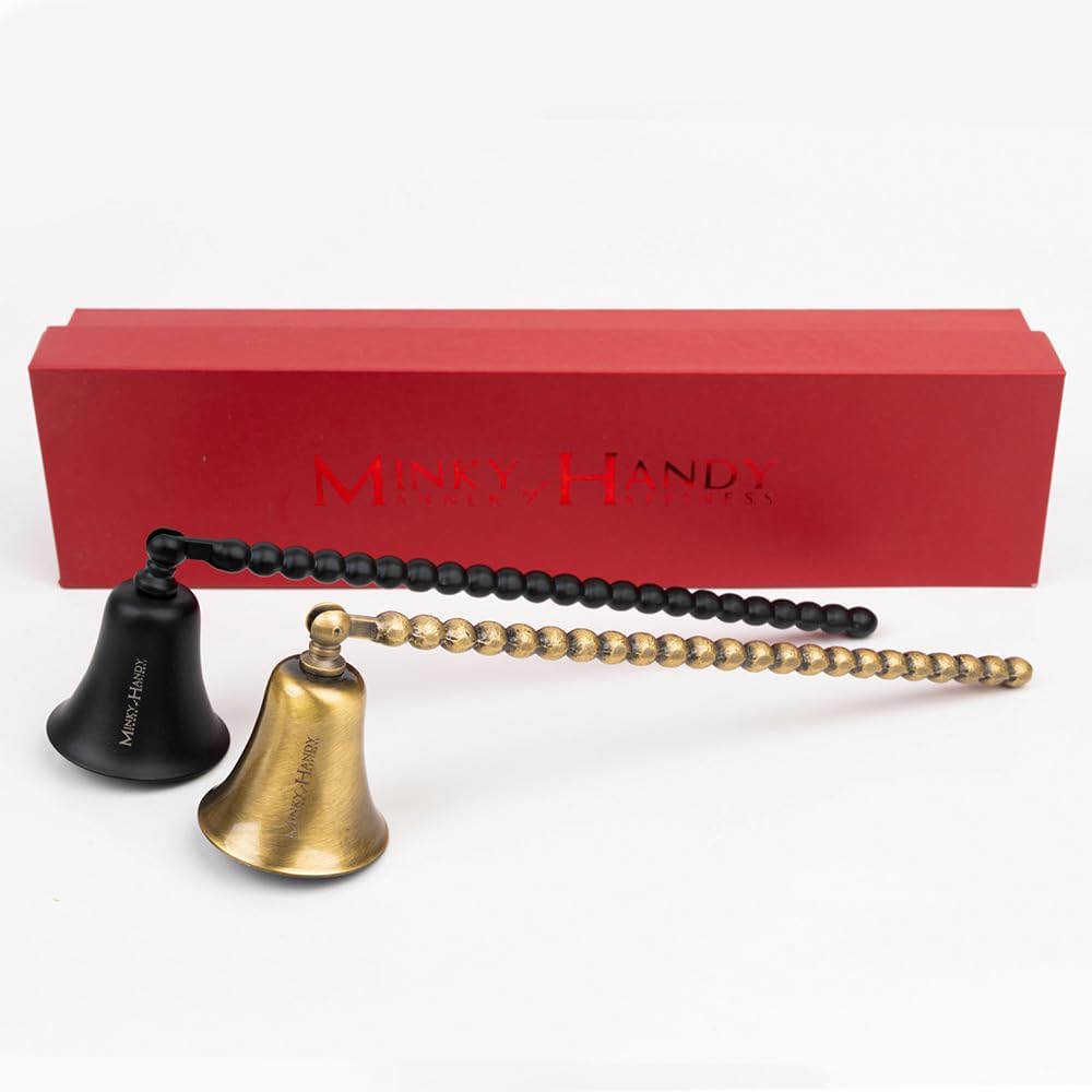 Brass Bead Candle Snuffer, Flame Extinguisher with Long Handle, Accessory for Candle Lovers (Black)