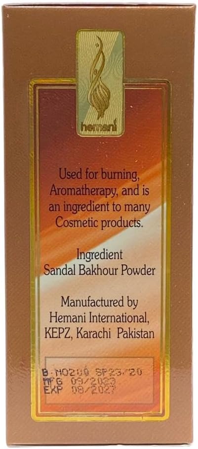 Hemani Sandal Bakhoor 200g - Sandalwood Bakhour Incense Powder for Mabkhara Burner - Arabian Bukhoor, Long-Lasting Home Fragrance - Halal, Alcohol-Free - Hemani Since 1949