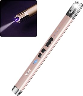 Electric Candle Lighter with Flashlight USB C Rechargeable Arc Lighters for Candles Windproof Plasma for Camping BBQ Stove Home Emergency with Safety Switch & LED Battery Display