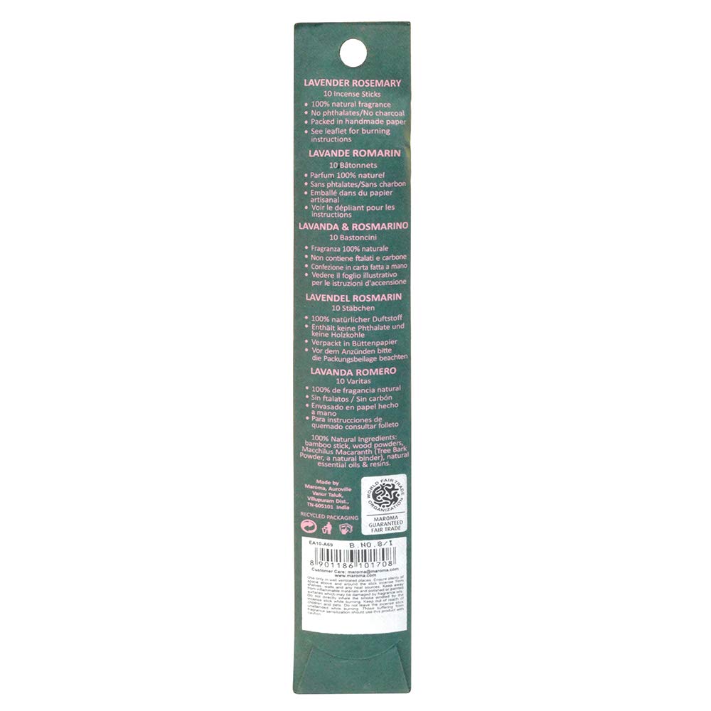 Maroma Eda Incense, Lavender Rosemary, 10 Count (623206011665)
