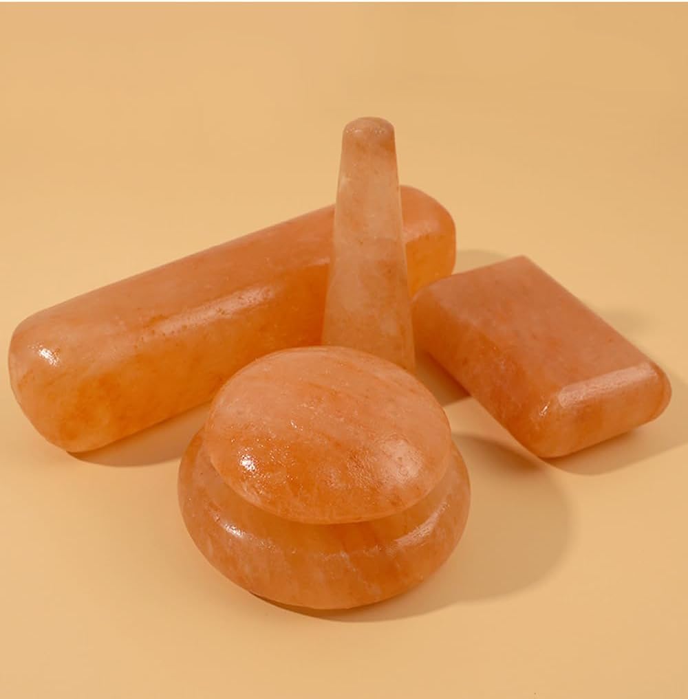 6Pc Hot Massage Stones Set Himalayan Salt Heated Warmer Stone for Spa Massage