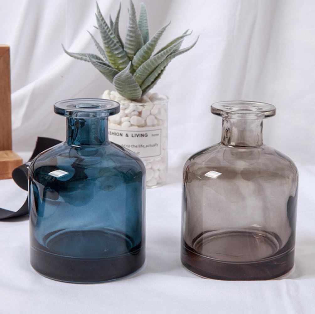 Glass Diffuser Bottles Empty Refillable Glass Container Jar 150ml / 5oz Fragrance Accessories DIY Replacement Diffuser Sticks Sets for Essential Oils Reed Sticks Crafts Spa Home Decoration (Dark Grey)