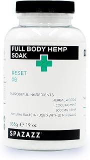 Spazazz Full Body Hemp Soak - 1000mg Hemp - Spa Hot Tub & Bath Aromatherapy Bath Salt Crystals - 538g/19oz (Reset 06)