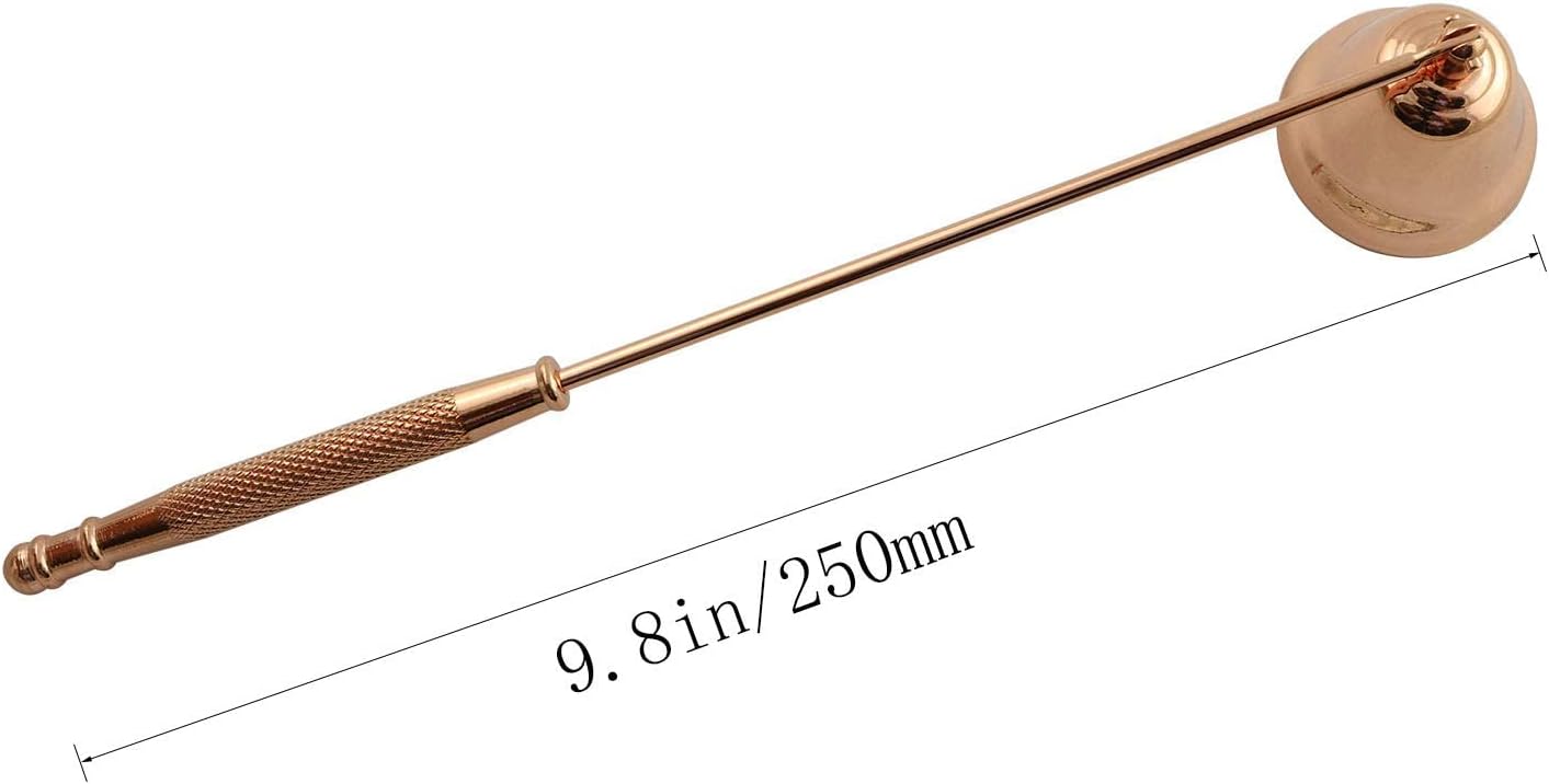 Rose Gold Candle Snuffer Stainless Steel Horn Shaped Wick Snuffer 20cm Handle for Putting Out Candle Wicks Flame Safely