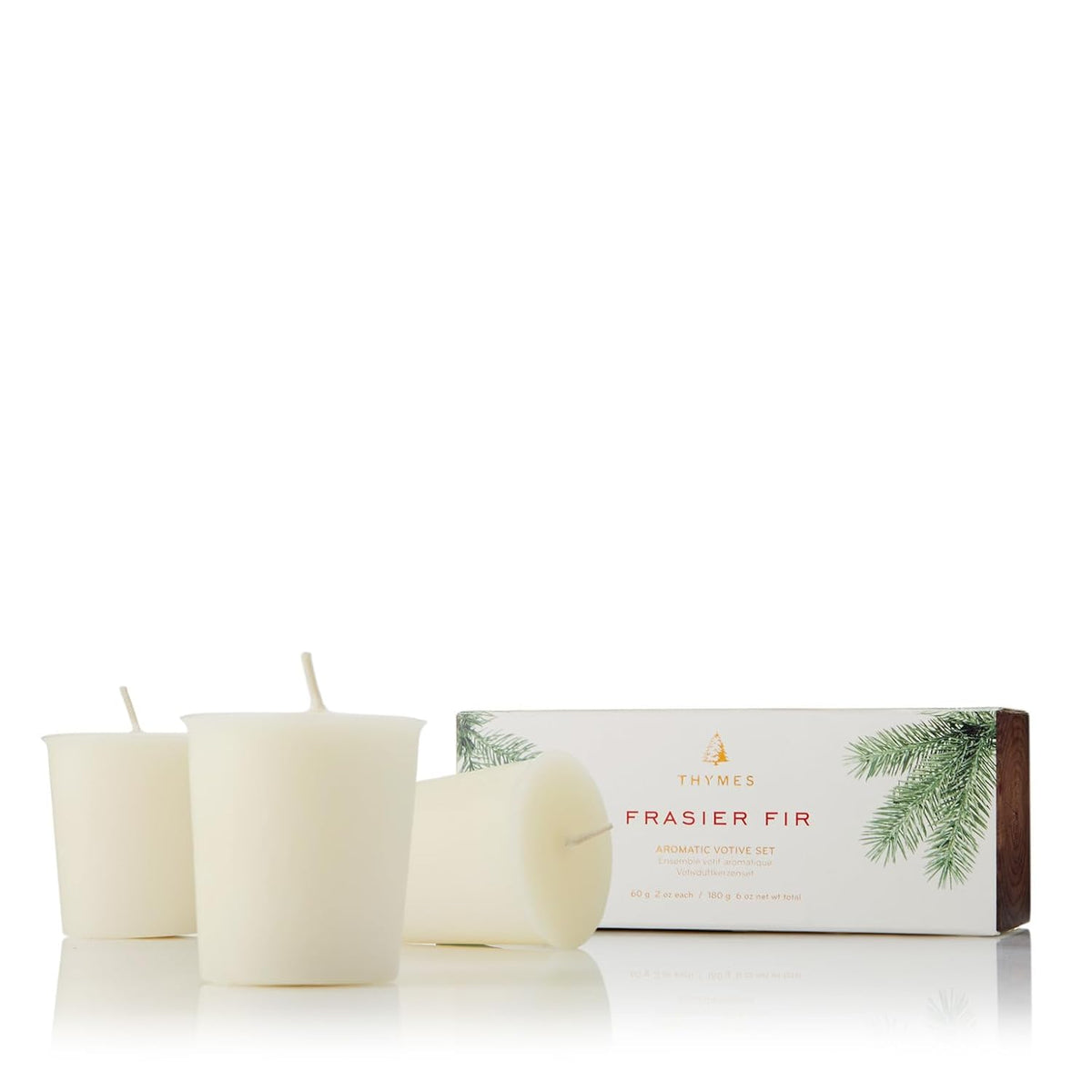 Thymes Frasier Fir Votive Candle Set of 3 - Scented Candles for Home - Luxury Home Fragrance Gifts for Women & Men - Home