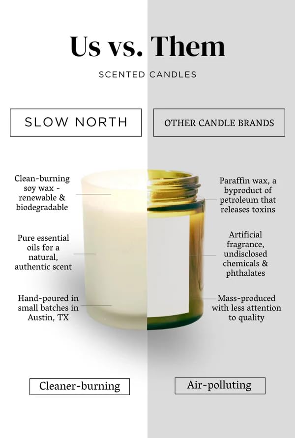 Slow North Lavender + Cedar Candle - Essential Oils and Pure Soy Wax Candle in a Reusable Frosted Glass Jar - A Unique Scented Candle Hand-Poured in the USA (8 oz)