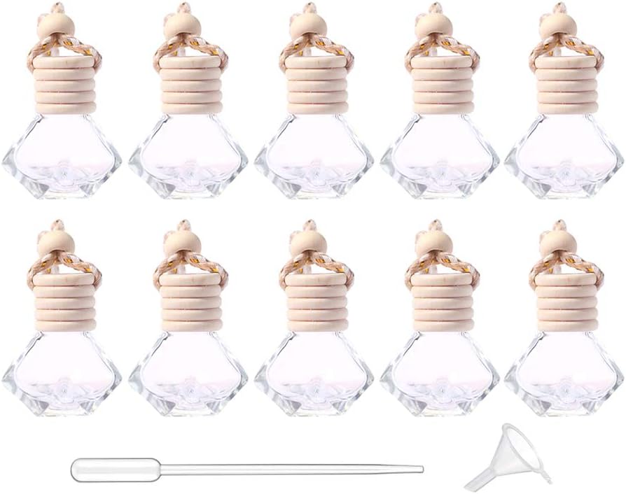 10 Pcs Car Air Freshener Perfume Bottle Aromatherapy Fragrance Essential Oil Diffuser Hanging Perfume Pendant Auto Ornaments Decor Accessories