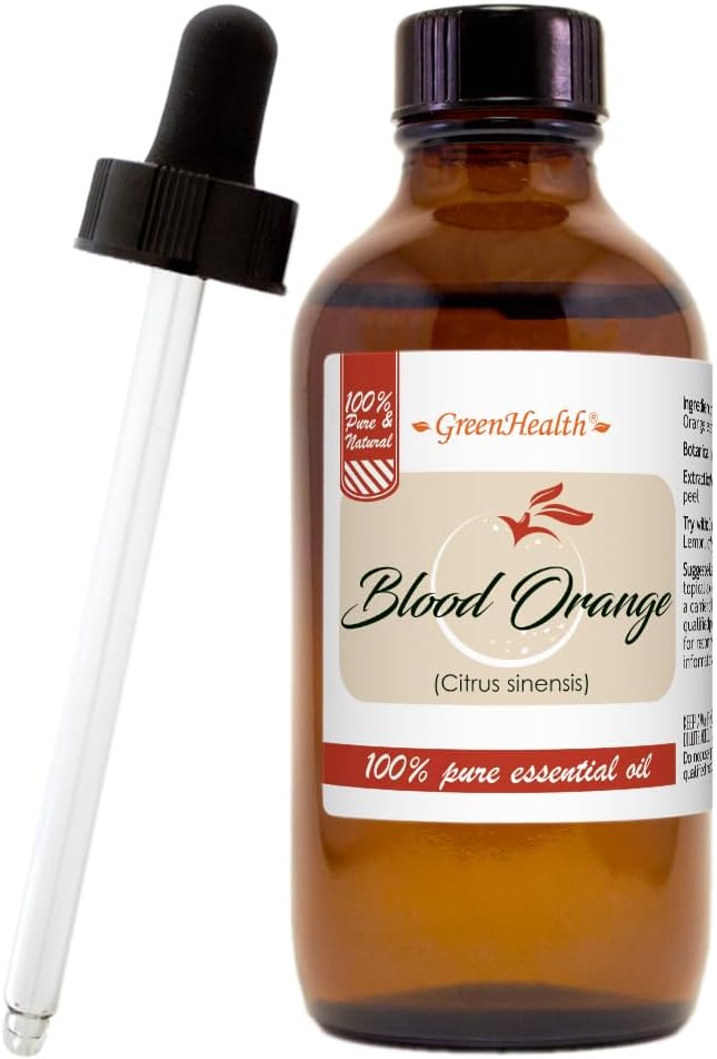 Blood Orange Essential Oil – 4 fl oz (118 ml) Glass Bottle w/Glass Dropper – 100% Pure Essential Oil – GreenHealth