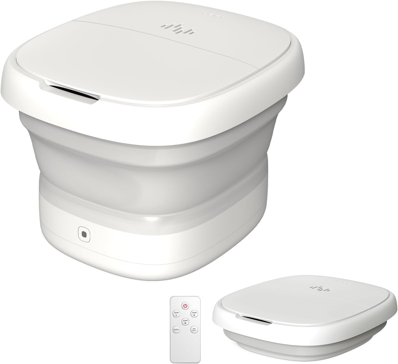 Collapsible Foot Spa Massage with Water and Electricity Separation System,Foot Bath with Three Level Temperature Control,Bubble,Remote,Red Light,Timer,and Four Set Non-Electric Massage Rolls