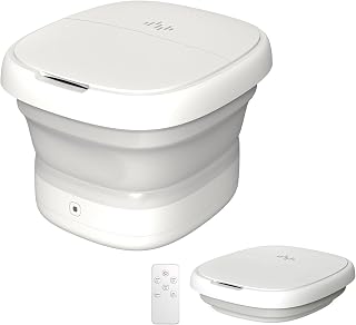 Collapsible Foot Spa Massage with Water and Electricity Separation System,Foot Bath with Three Level Temperature Control,Bubble,Remote,Red Light,Timer,and Four Set Non-Electric Massage Rolls