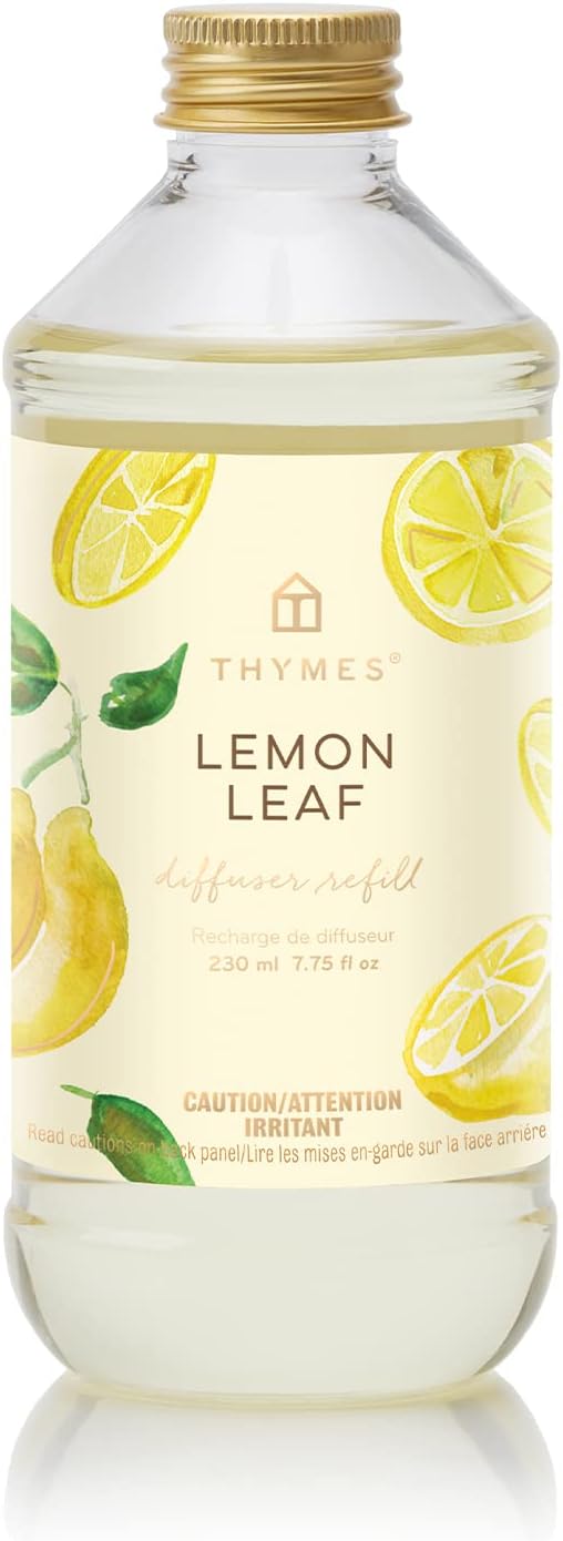 Thymes Reed Diffuser Oil Refill – Fragrance Oil for Diffuser Refill – Flameless Home Fragrance – Home Luxury Scents with Notes of Lemon Verbena, Lily of the Valley & Bergamot (Lemon Leaf, 7.75 fl oz)