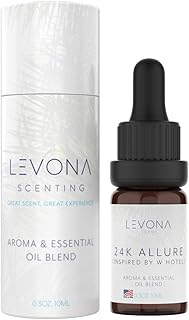 Levona Scent Essential Oil - Fresh Aroma for Home, Office, Hotel & Spa, Ideal for Humidifiers & Diffusers, Hotel Fragrance with Bergamot, Lemon & Lemongrass - 10ml / 0.33 fl oz, 24K Allure