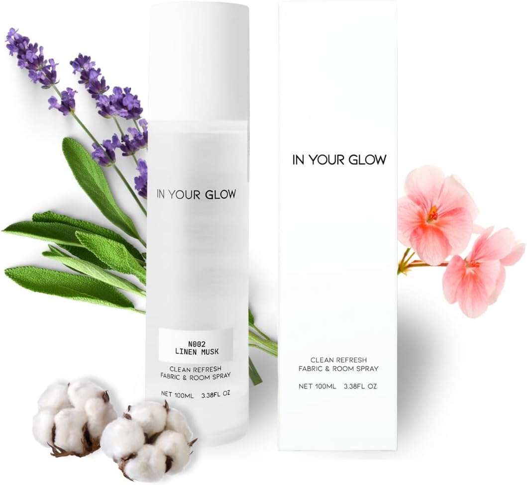In Your Glow – N002 LINEN MUSK – Long-Lasting Clean Fabric & Room Mist Spray 100ml | Unisex Luxury Fragrance Spray & Odor Eliminator