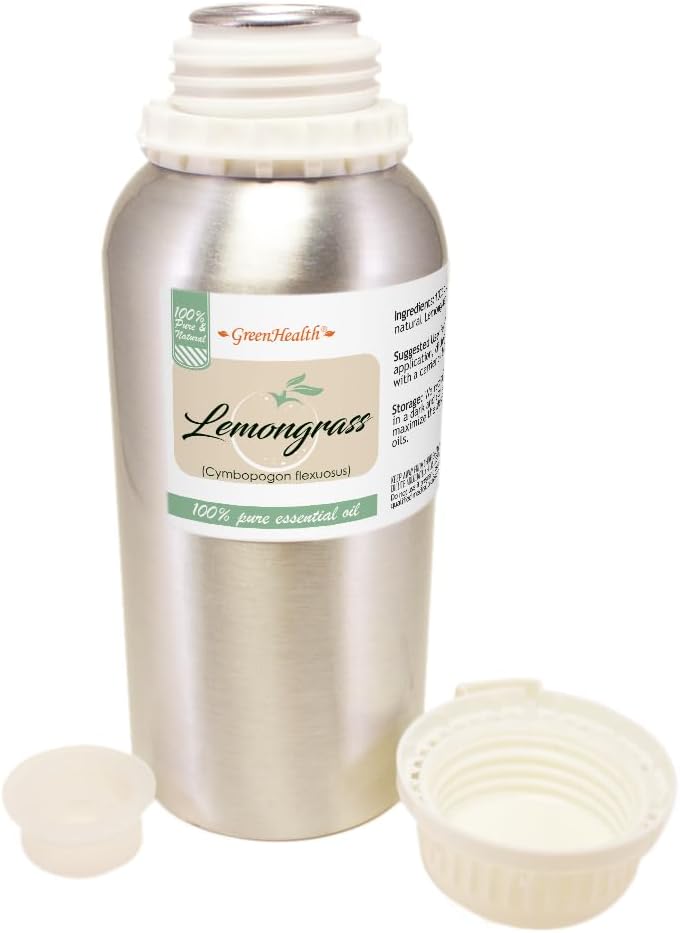 GreenHealth - Lemongrass Essential Oil - 16 fl oz - Aluminum Bottle - 100% Essential Oil