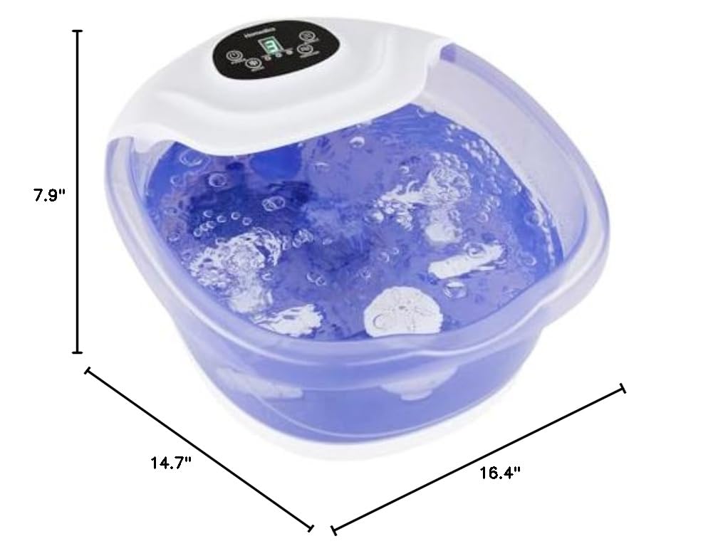 HoMedics Salt-N-Soak Footbath with Heat Boost and Soaking Salt Starter Kit, 4 Soothing Massage Rollers, Toe-Touch Controls, Splash Guard, Bubble, Vibration Massage, Bath Salt Dispenser, LED Display