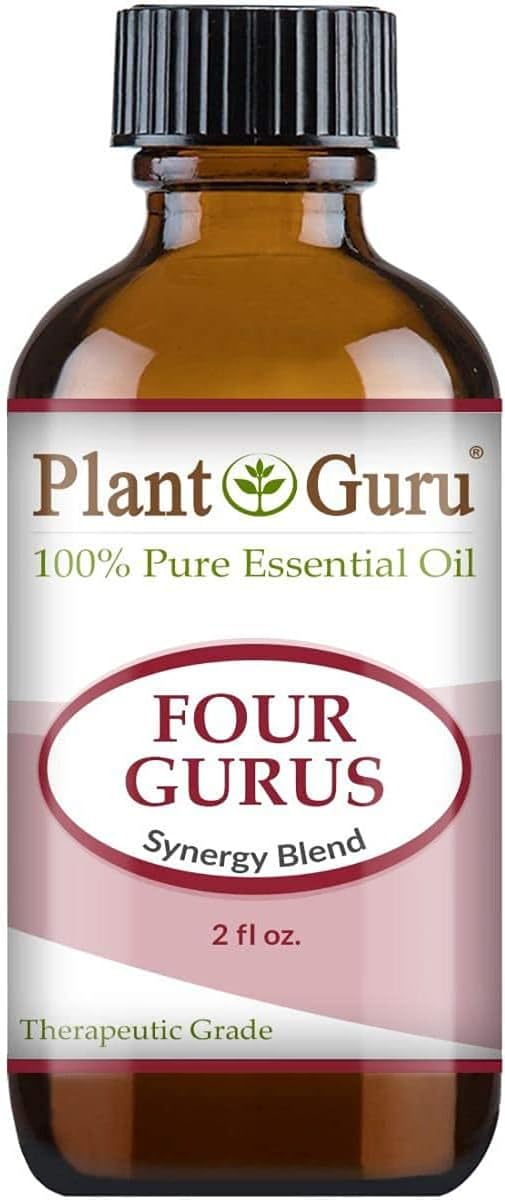 Four Gurus Blend Essential Oil 2 oz 100% Pure Natural Therapeutic Grade Blended with Clove, Cinnamon, Lemon, Rosemary, Eucalyptus for Aromatherapy Diffuser and Immune Support