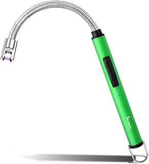 SUPRUS Fluorescent Lighter Glows in The Dark 360°Flexible Neck USB Rechargeable Windproof Triple Safety for Candle Cooking BBQ in Party (Green)