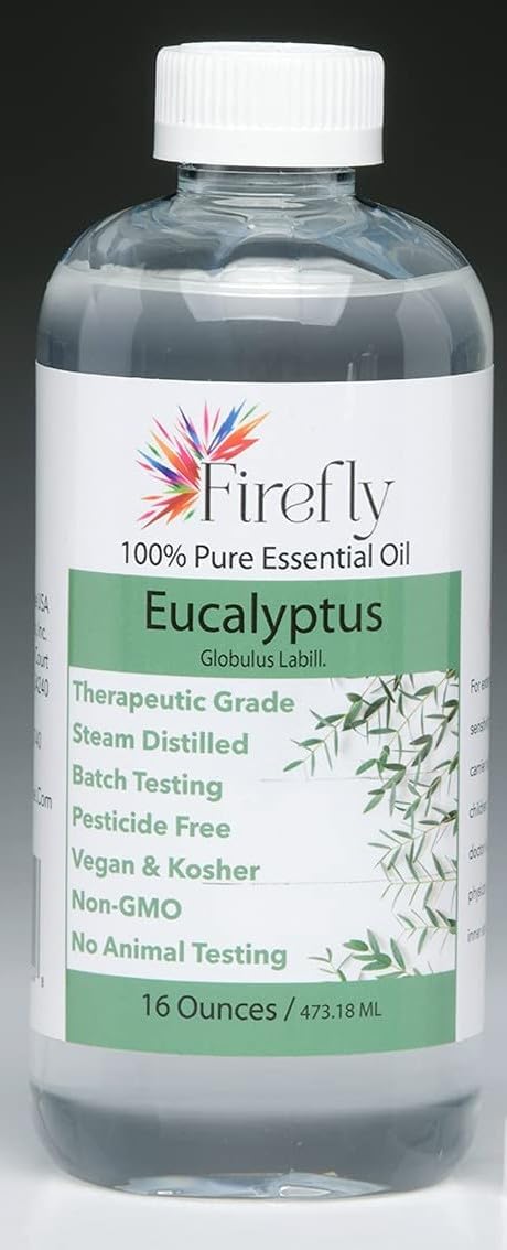 Firefly Kosher, Bulk, 16 Ounces 100% Pure Undiluted Eucalyptus Essential Oil | GC/MS Batch Tested for Purity | Therapeutic Grade Non-GMO Steam Distilled Vegan