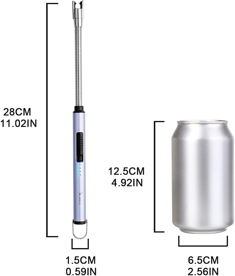 SUPRUS Electric Candle Lighter USB Type C Rechargeable Lighter Steel Shell & Hanging Hook with 360° Flexible Neck(Blue)