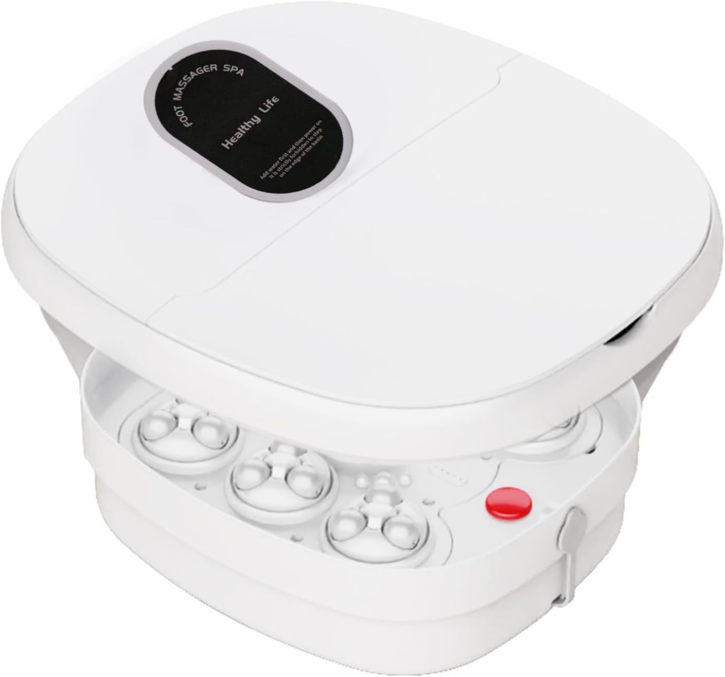 Collapsible Foot Spa with Thermostatic Heating Bubbles Red Light Therapy, Foot Bath Massager with 4 Acupressure 8 Rollers Massage Timer Control,Luxury Foldable Foot Bath for Relaxation Str