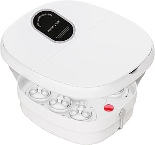Collapsible Foot Spa with Thermostatic Heating Bubbles Red Light Therapy, Foot Bath Massager with 4 Acupressure 8 Rollers Massage Timer Control,Luxury Foldable Foot Bath for Relaxation Str