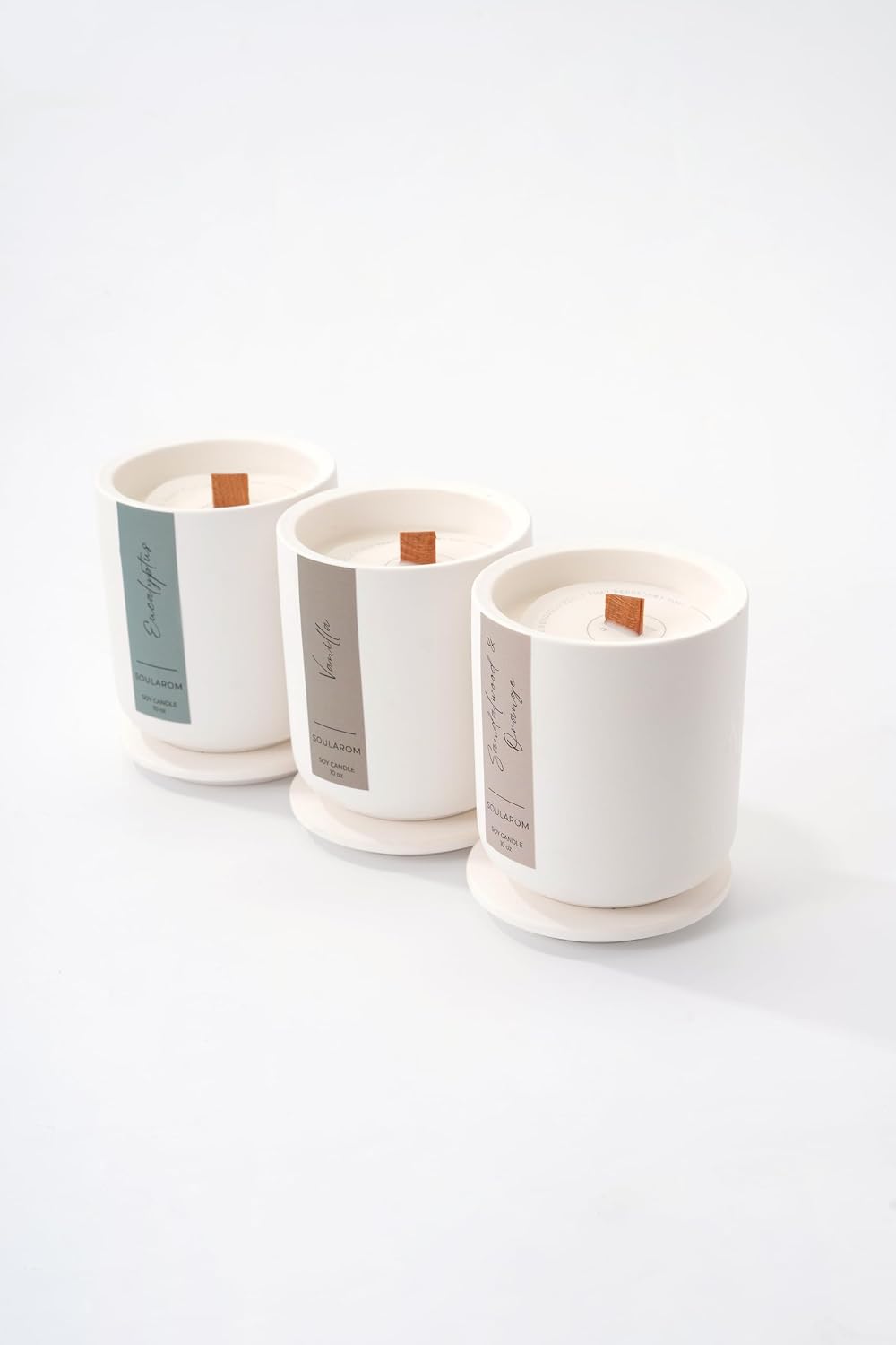 Candles for Home Scented – 10oz Hand Poured Aromatherapy Vanilla Candle Soy Wax Candles in Elegant Ceramic Jar – Crackling Wooden Wick Decorative Candle with 60 Hours Burn Time