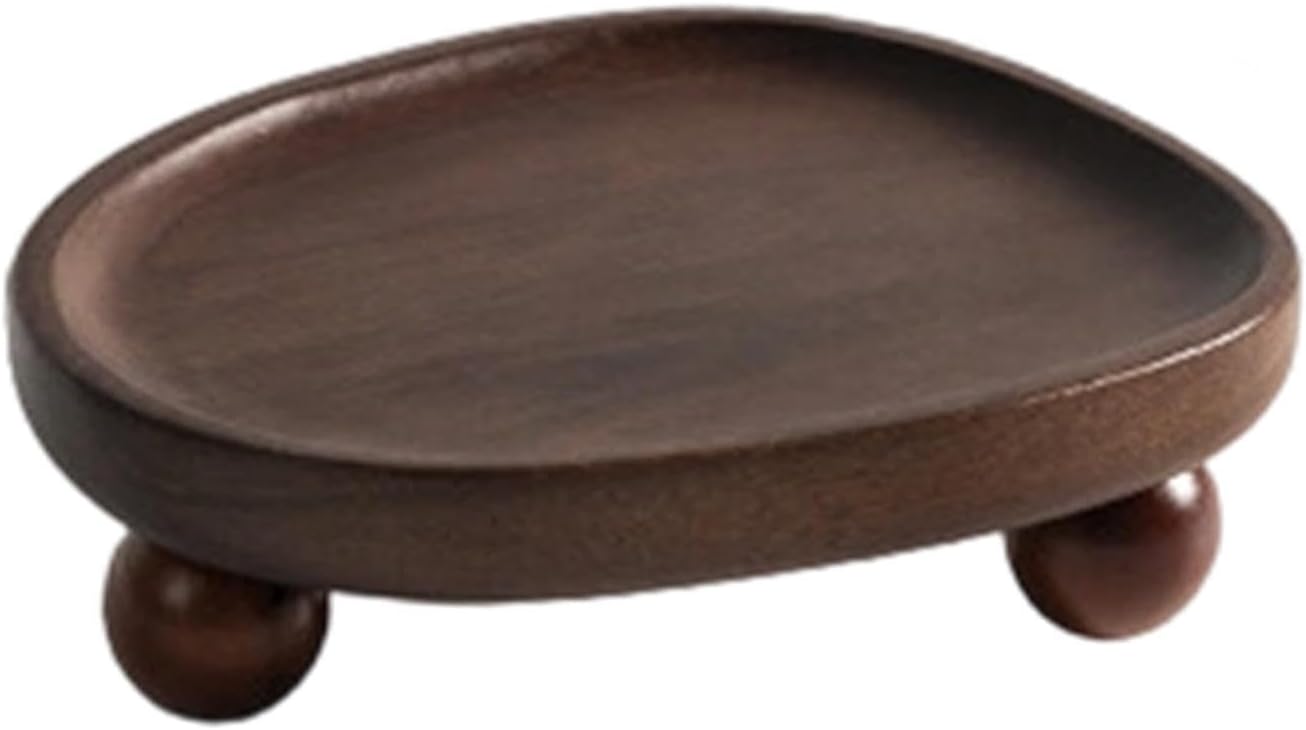 Wooden Tray,Pedestal Stand Plate Serving Rustic Perfume Holder Jewelry Display Tray for Entryway Candle Sink Wedding, Style B