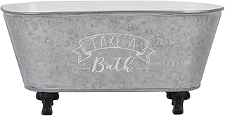 Vintage Bathtub Shaped Storage Box Galvanized Decorative Bath Tub Organizer Tray with Black Clawfoot Metal Bathtub Container Storage Bathroom Accessories - 9.06"x4.33"x4.33"