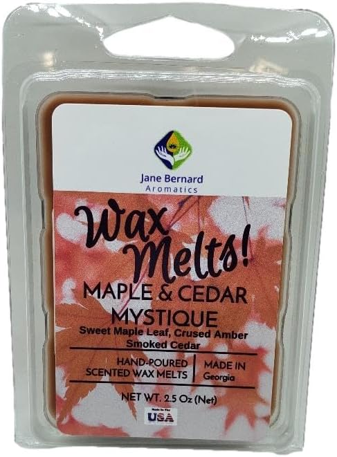 Soy Blend | Wax Melt | 2.5 Oz Net Wt | 1 Pack only with 6 Snappable Cubes in Clamshell | Maple & Cedar Mystique