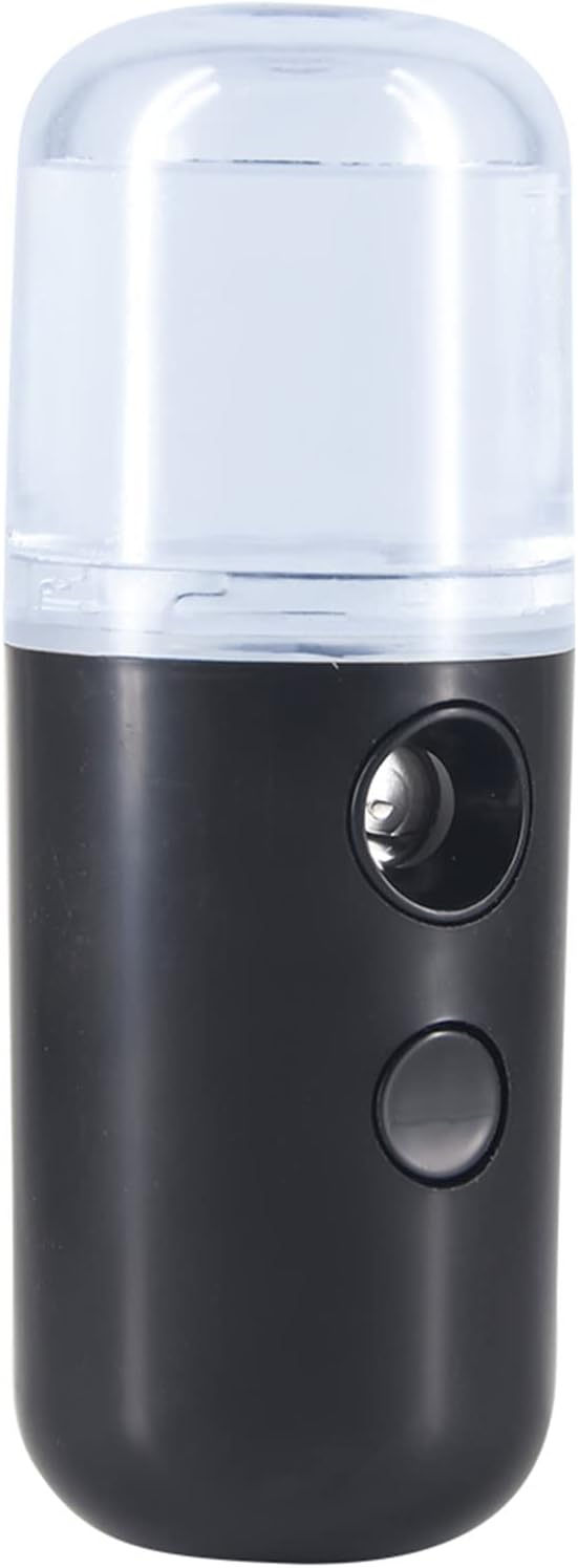 Kingsmile Mini Nano Mister, Black Handy Lash Mister for Eyelash Extensions | Face Mister with 1OZ /30ML Large Capacity Visual Water Tank, Moisturizes & Cool Down the Skin, Portable, Easy to Add Water