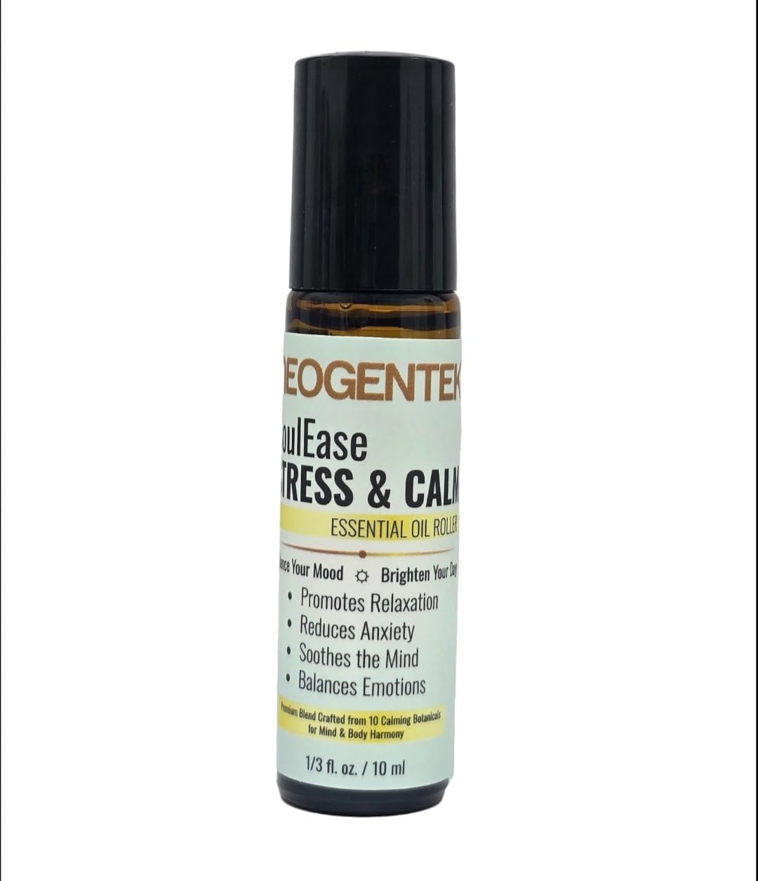 SoulEase Stress & Calm Essential Oil Roll On – Made from 10 Premium Calming Botanicals – Soothing Floral • Warm Wood • Gentle Citrus – 100% Natural Oil – 10ML